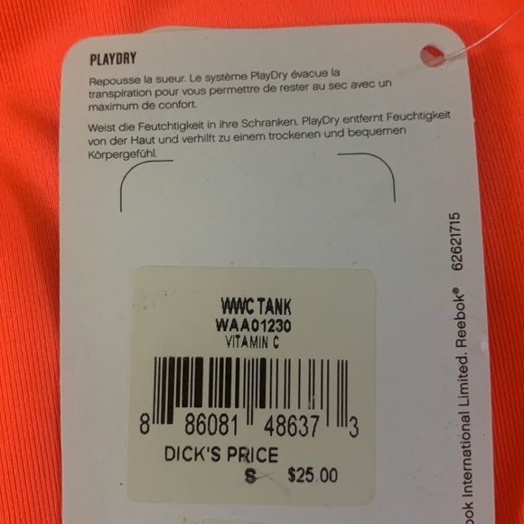 BNWT Reebok WWC Racerback Playdry Tank Small - Picture 3 of 4